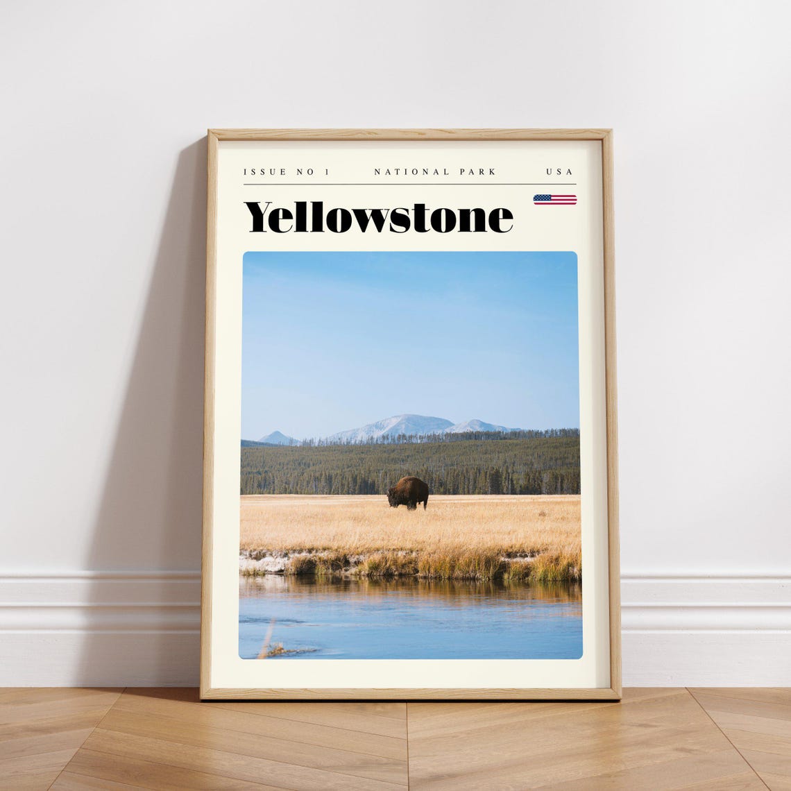 Yellowstone National Park Vintage Travel Poster Bison by the River - Image 3