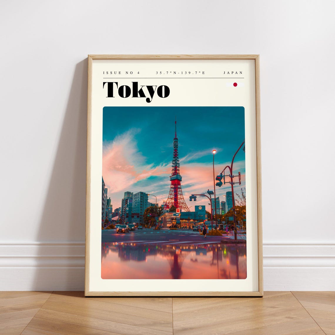Tokyo Vintage Travel Poster Featuring Tokyo Tower Sunset Japan - Image 3
