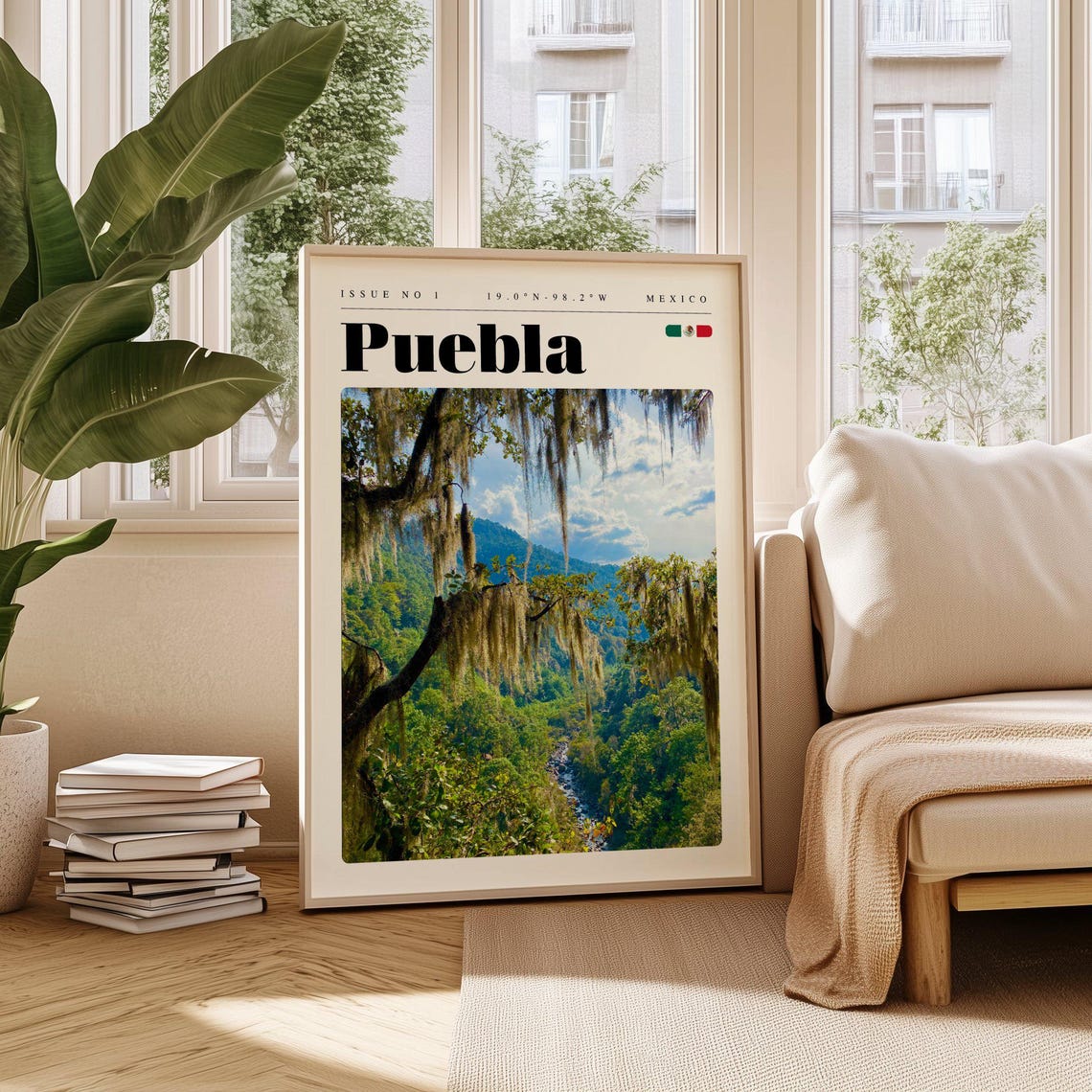 Puebla Mexico Lush Forest With Mossy Trees Nature Art Poster