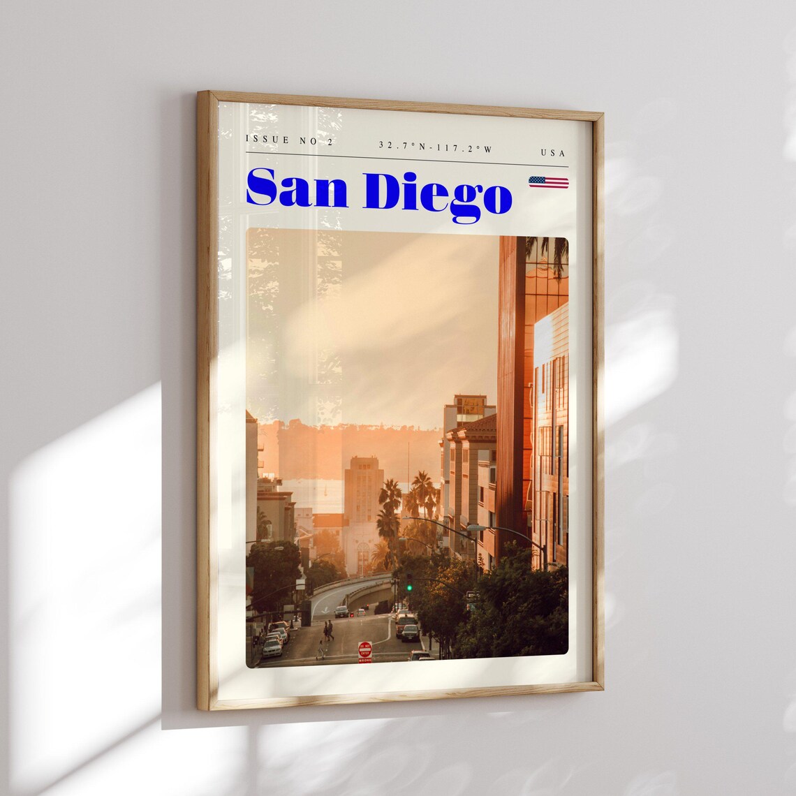 San Diego California USA Sunset Palm Street Golden Hour Poster - Image 2