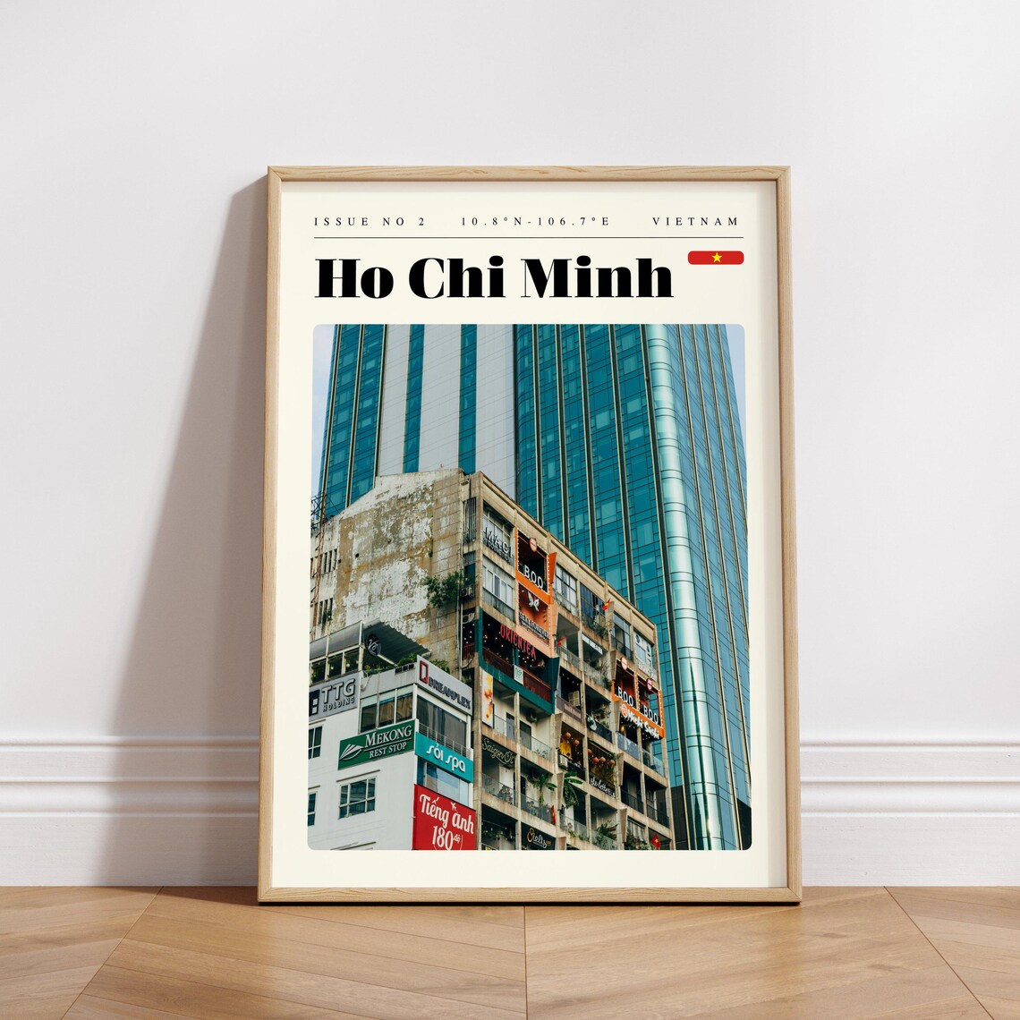 Ho Chi Minh City Vietnam Vintage Apartments Street Travel Poster - Image 3