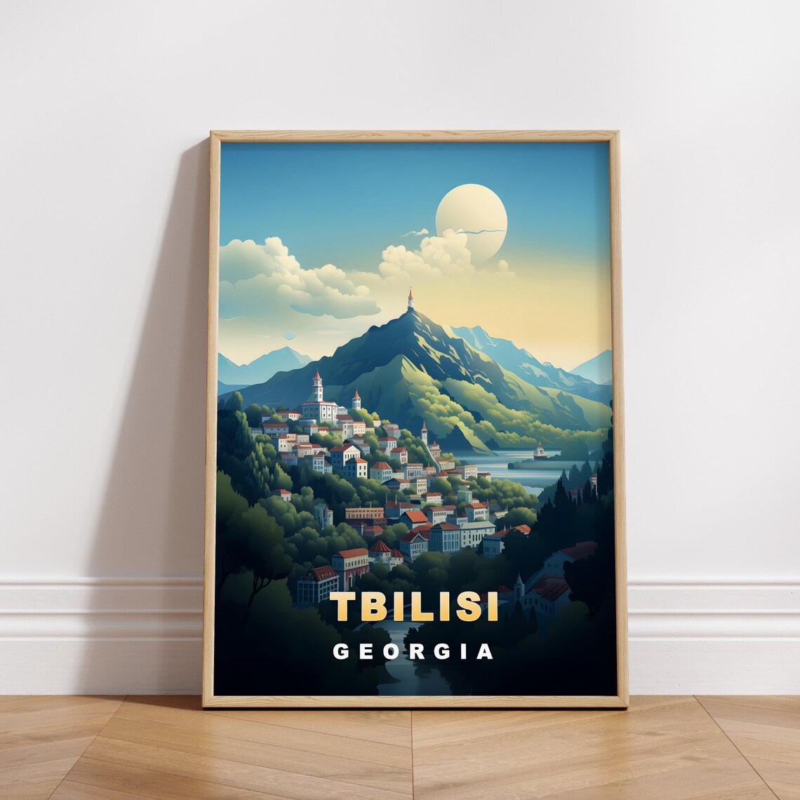 Tbilisi Georgia Mountain Old Town Churches Vintage Travel Poster