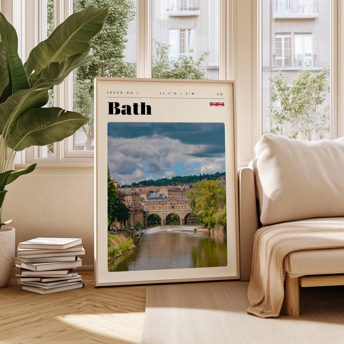 Bath Pulteney Bridge River Avon UK Issue 1 Retro Travel Poster