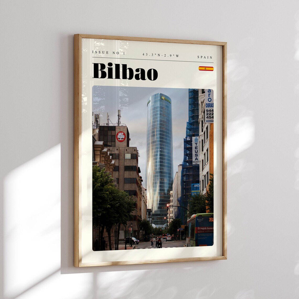 Bilbao Spain Modern Glass Skyscraper Street Skyline Travel Poster - Image 2