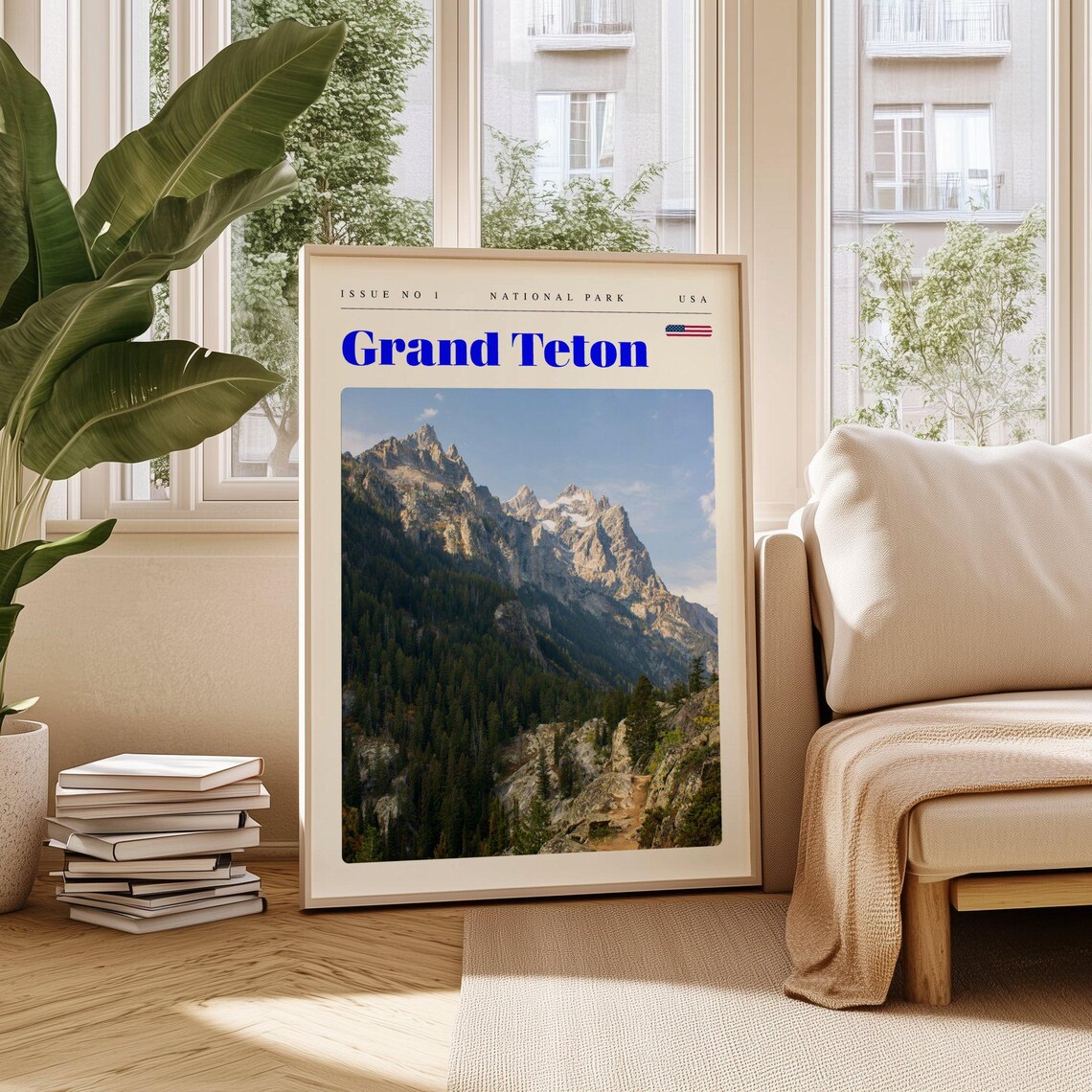 Grand Teton National Park Rocky Mountain Peaks Scenic Travel Poster