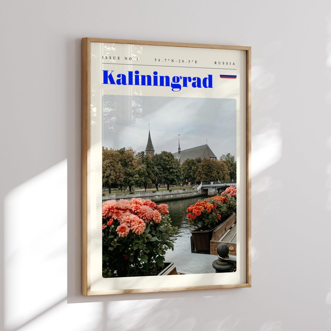 Kaliningrad Russia Riverside Cathedral Flowers Vintage Travel Poster - Image 2