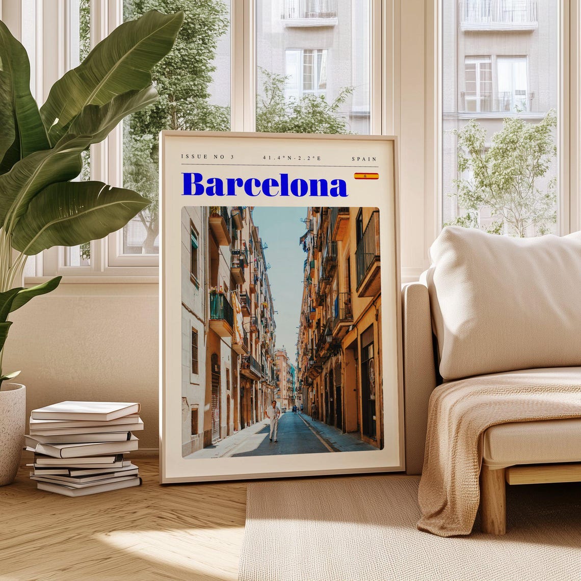 Barcelona Spain Old Town Balcony Lane Charming Street Poster