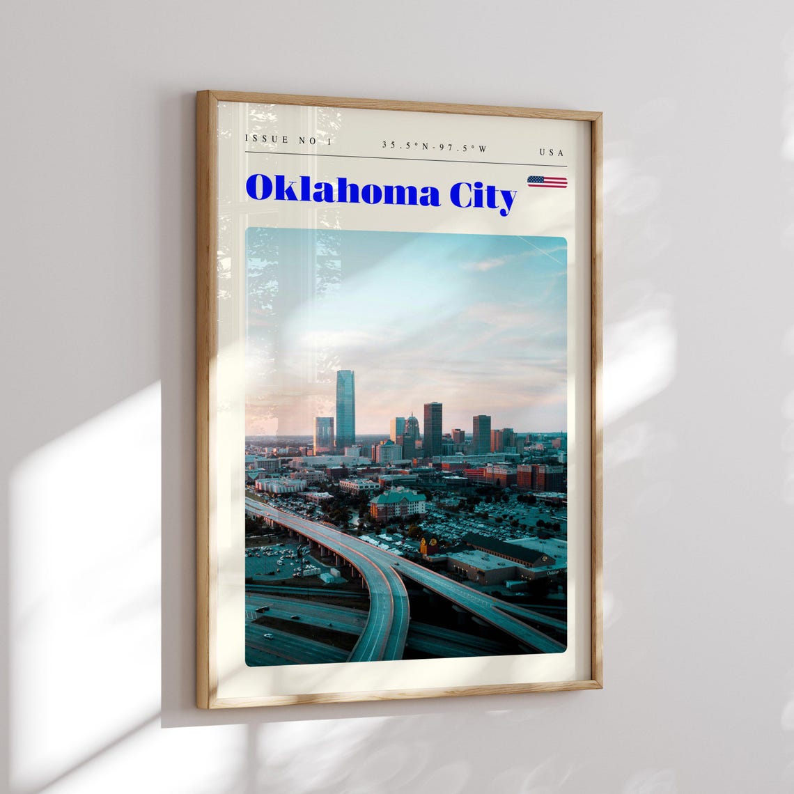 Oklahoma City USA Downtown Skyline With Highway At Dusk Poster - Image 2
