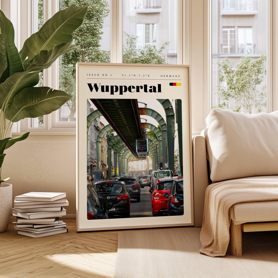 Wuppertal Germany Suspension Monorail Street Modern Travel Poster