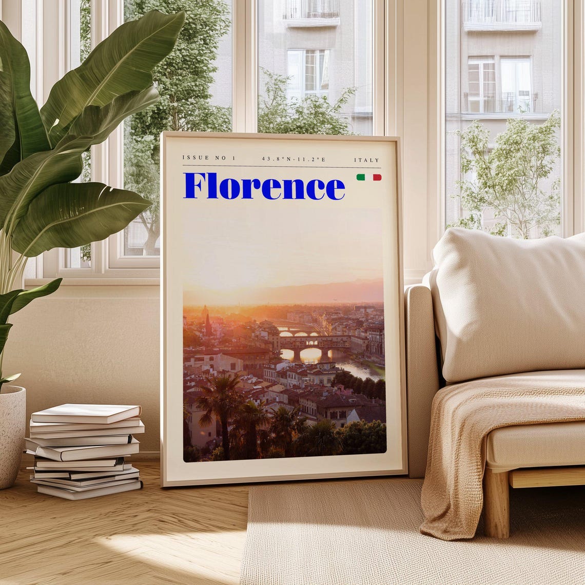Florence Italy Arno River Ponte Vecchio Sunset Glow Travel Poster