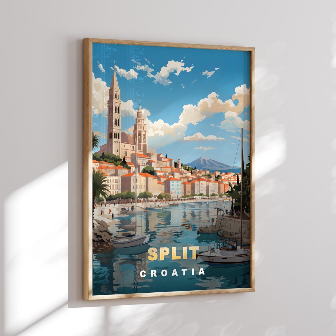 Split Croatia Harbor Cathedral Sailboats Adriatic Coast Poster - Image 2