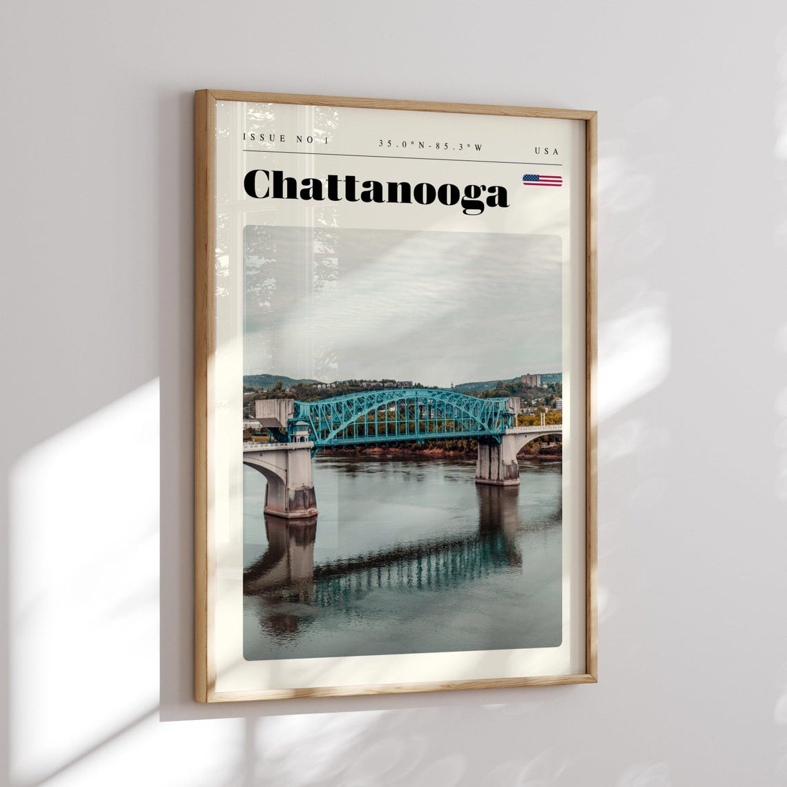 Chattanooga Tennessee Blue Truss Bridge River View Travel Poster - Image 2