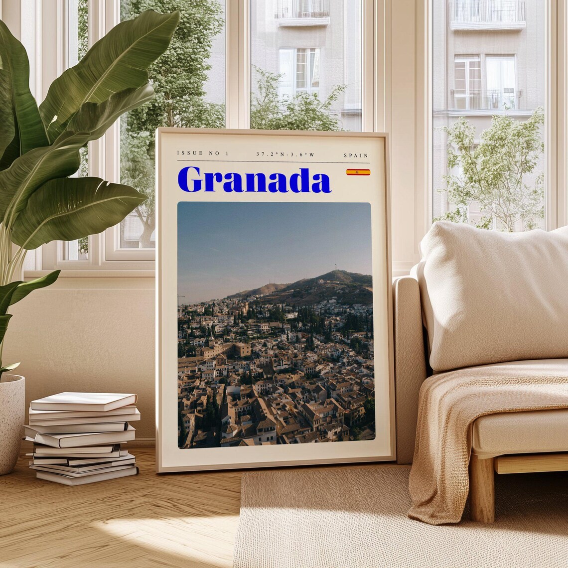 Granada Spain Hilltop Old Town Warm Panoramic Hillside Travel Poster