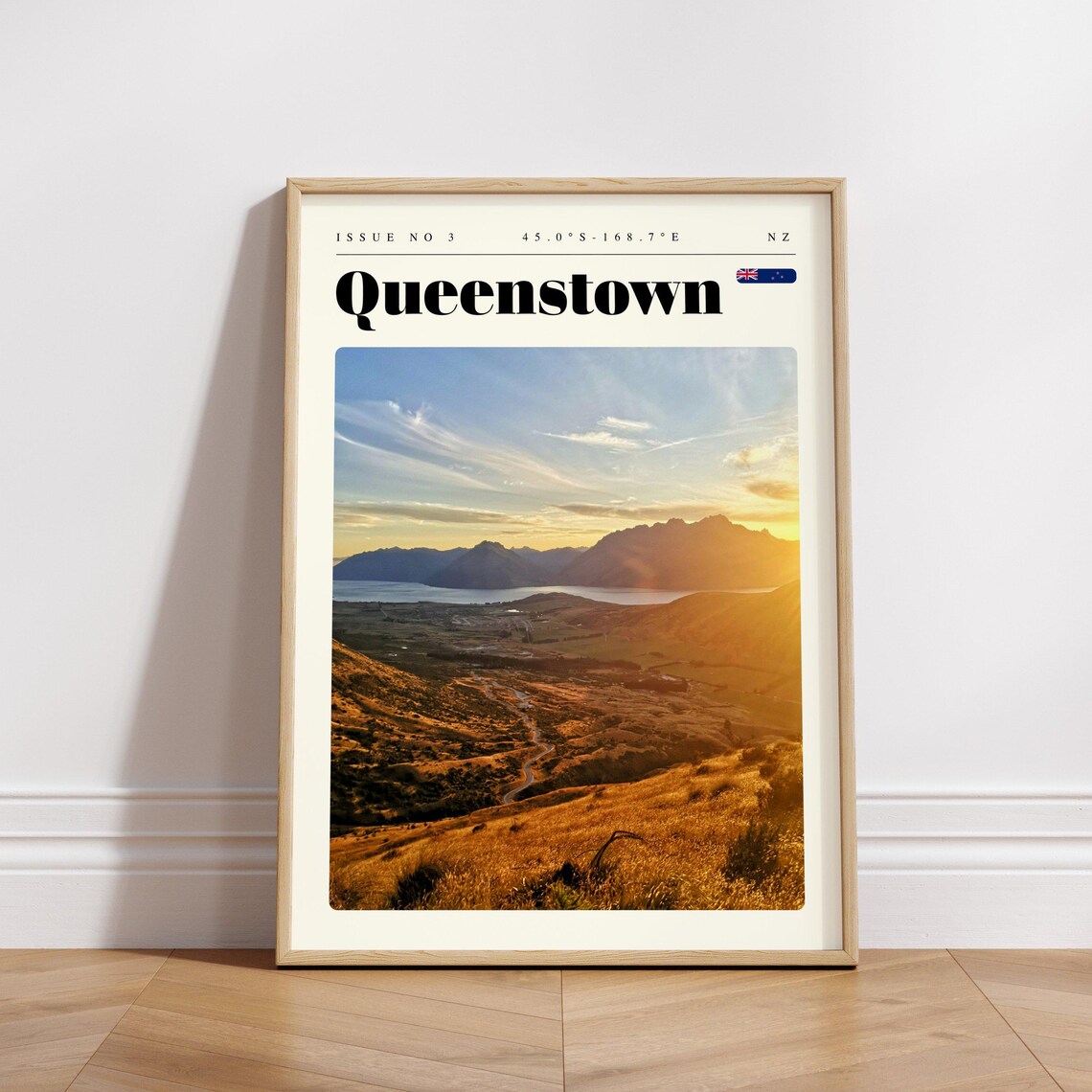 Queenstown New Zealand Mountain Lake Sunset Valley Travel Poster - Image 3