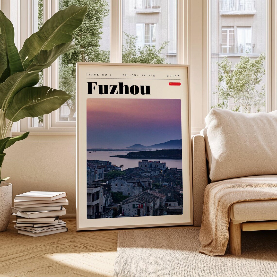 Fuzhou China Coastal Old Town Dusk Twilight Bay Photo Travel Poster