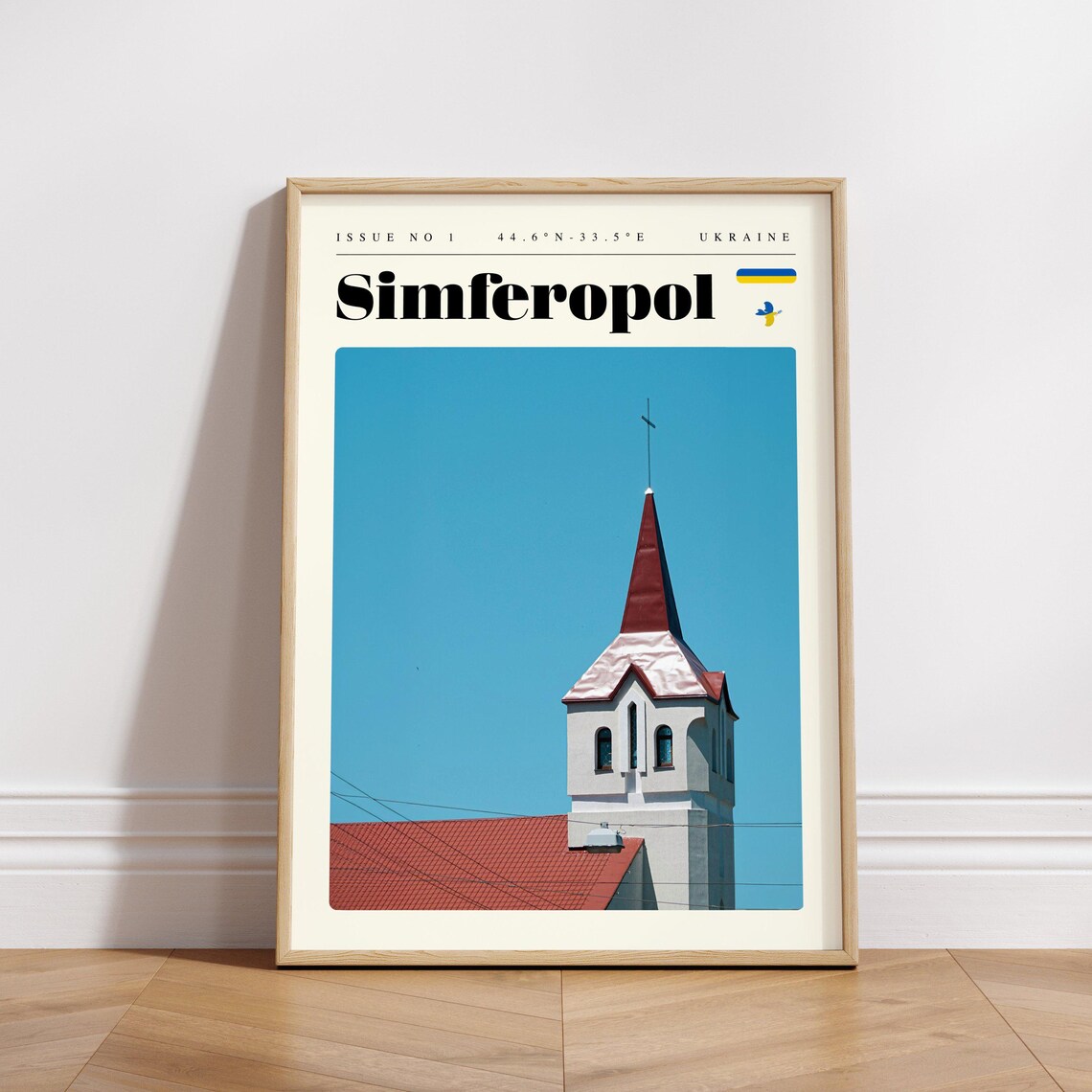 Simferopol Ukraine Church Steeple Red Roof Skyline Travel Poster - Image 3