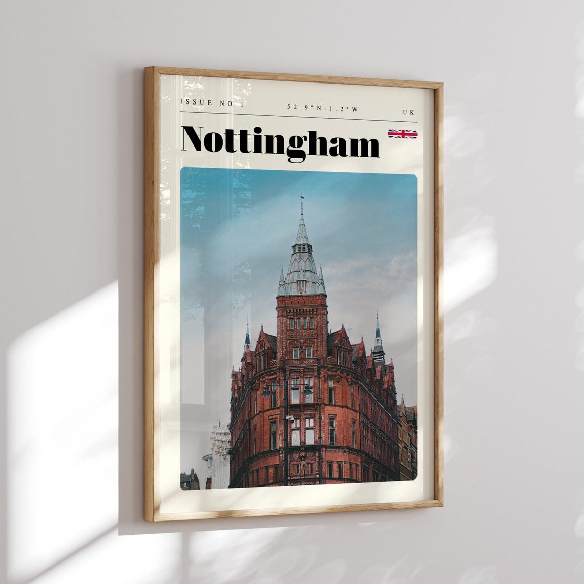 Nottingham UK Victorian Red Brick Tower Modern Travel Poster - Image 2
