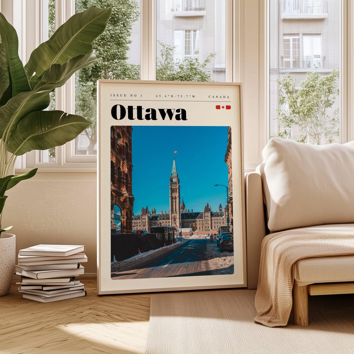 Ottawa Canada Parliament Clock Tower On A Winter Street Poster
