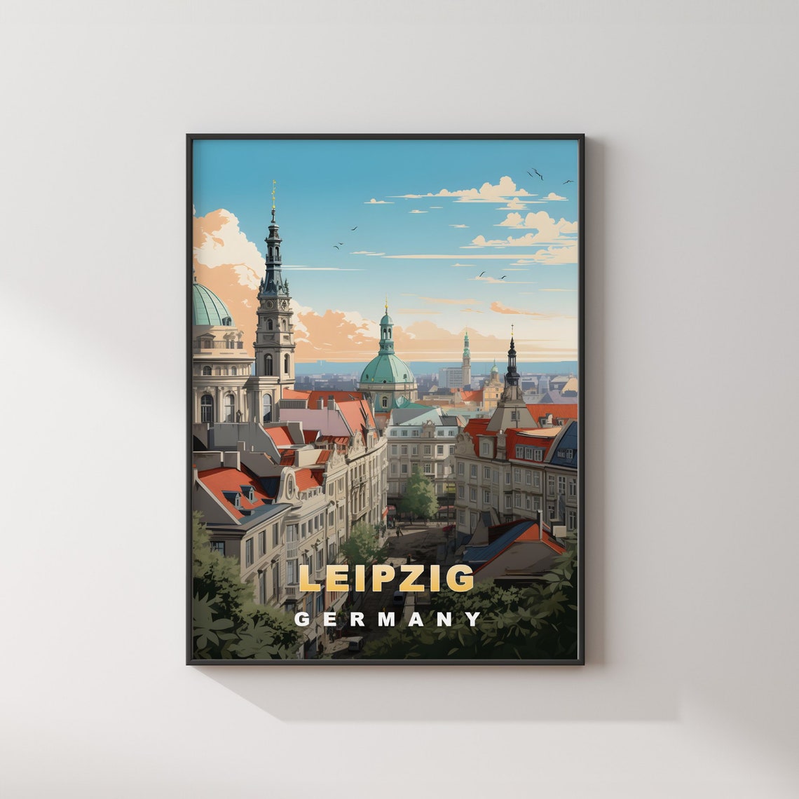 Leipzig Germany Retro Travel Poster Grand Boulevard Ornate Facades - Image 2
