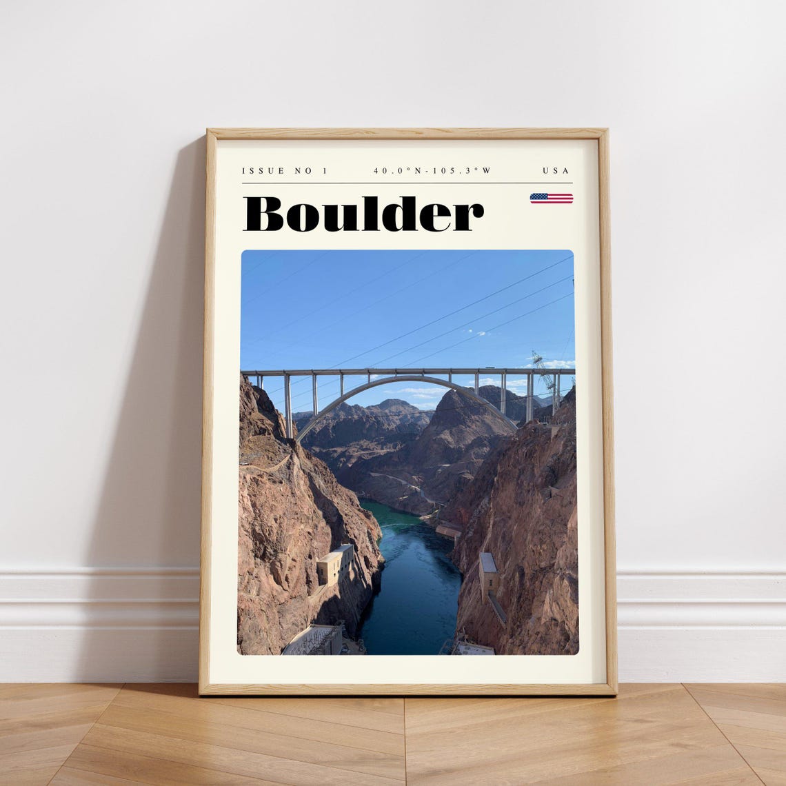 Boulder USA Deep Canyon River Steel Arch Bridge Dramatic Poster - Image 3
