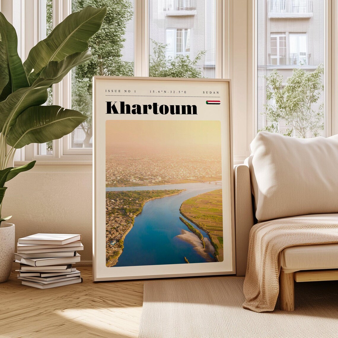 Khartoum Sudan Wide River Aerial View Over The Desert City Poster