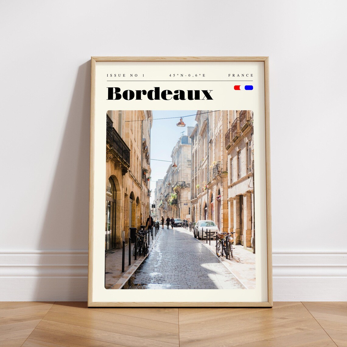 Bordeaux France Cobblestone Street Bicycles Vintage Travel Poster - Image 3