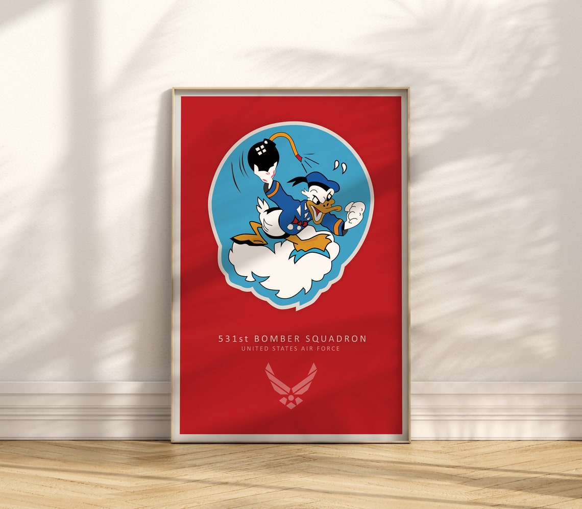 531st Bomber Squadron USAF Donald Duck Emblem Red Military Poster - Image 2