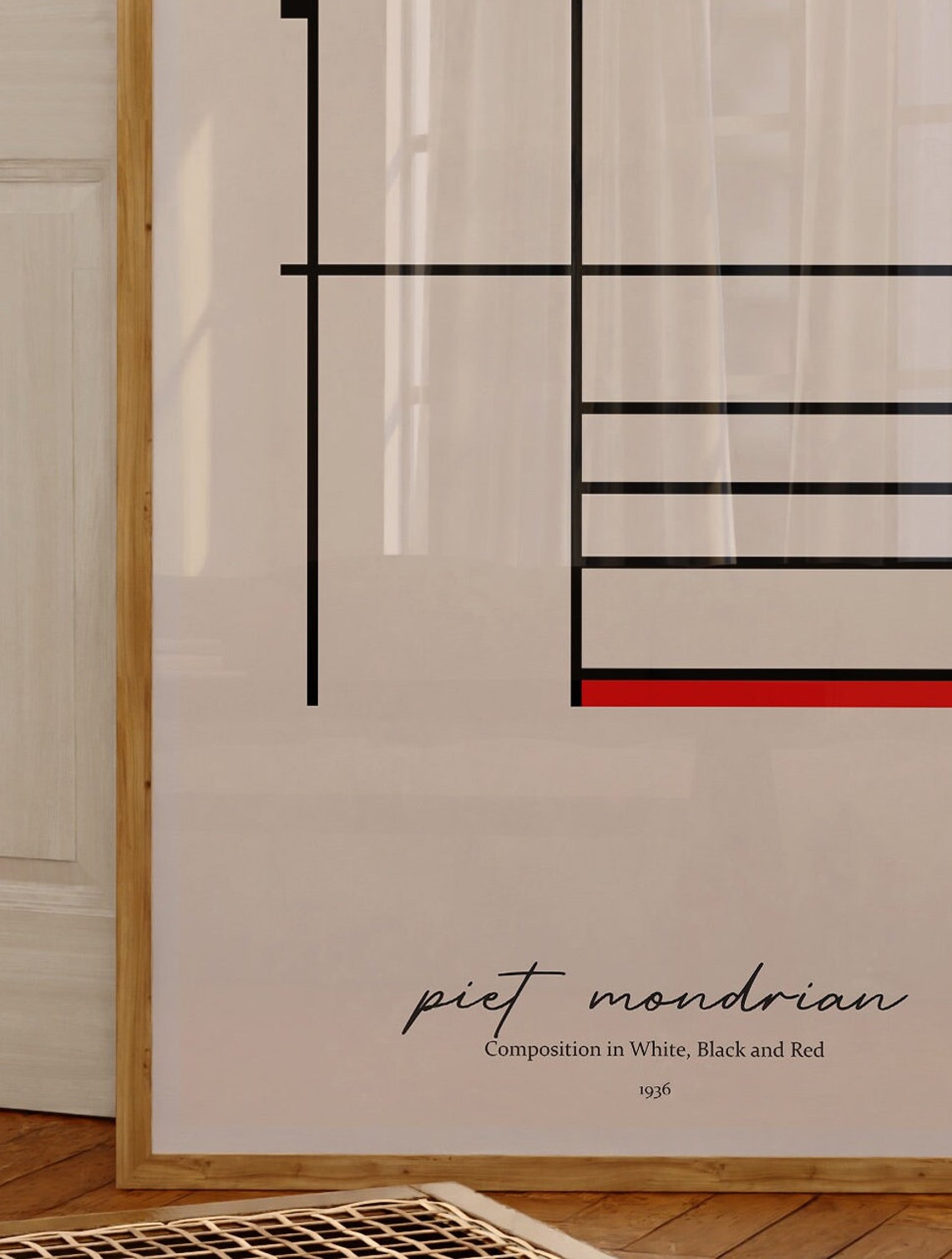 Piet Mondrian Composition White Black Red 1936 Minimalist Grid Poster - Image 3