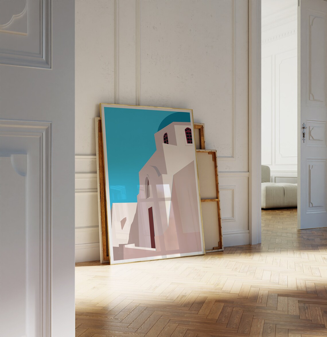 Aegean Mediterranean Church Minimalist Art Print - Image 2