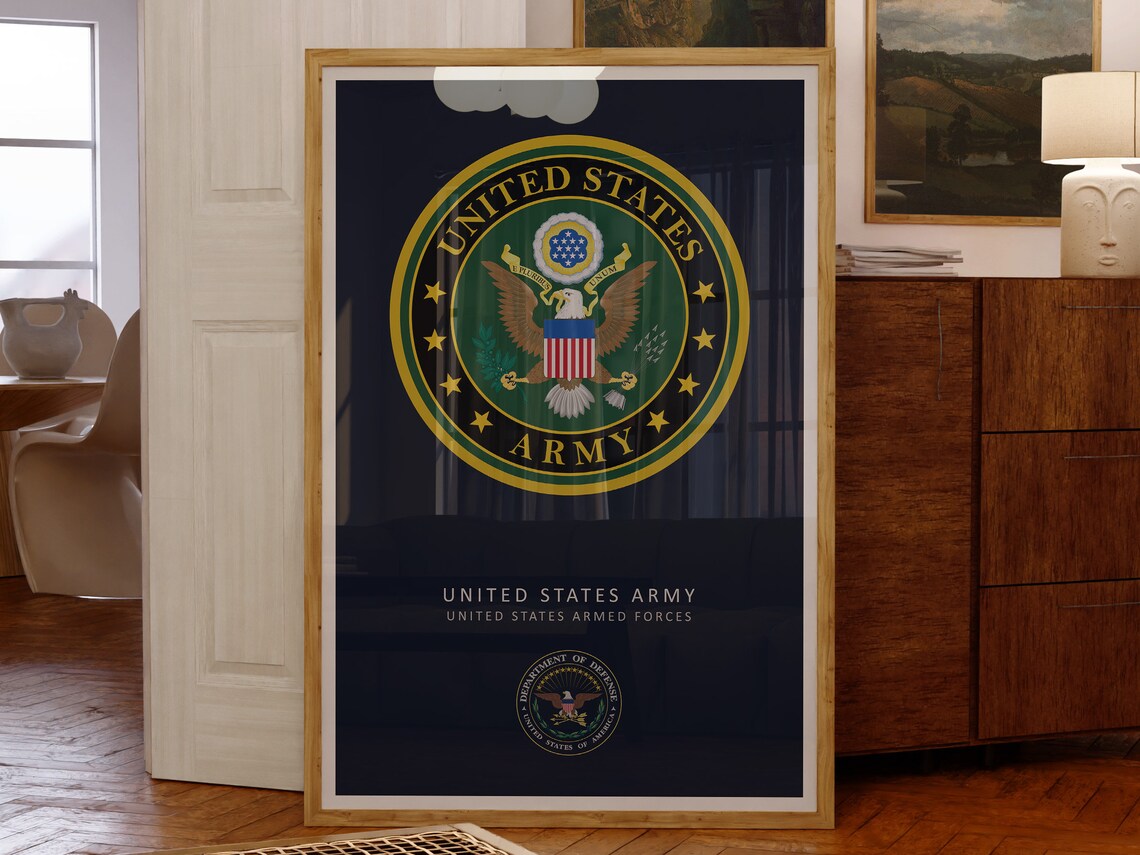 United States Army Official Seal Dark Navy Military Emblem Wall Poster