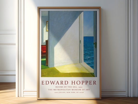 Edward Hopper Exhibition Poster Rooms By The Sea Wall Art Decor Realism Architecture Scenery Gift Idea Minimalism Trendy Poster