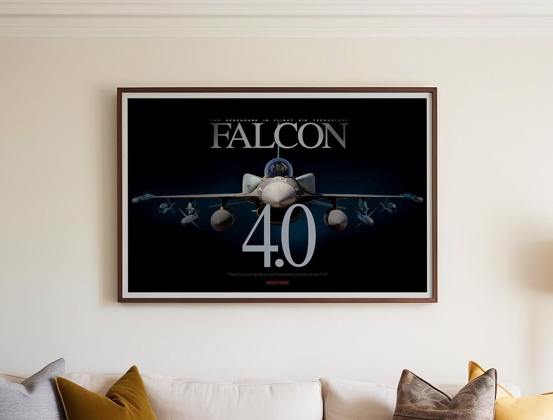 Falcon 4.0 F-16 Fighter Jet MicroProse Retro Gaming Art Poster