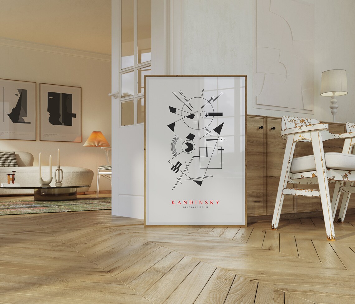 Wassily Kandinsky Black And White III Geometric Line Composition Poster - Image 3