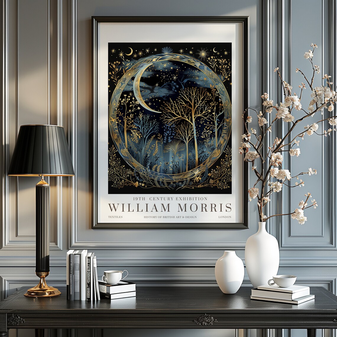 William Morris Moon Stars Vintage Poster Print