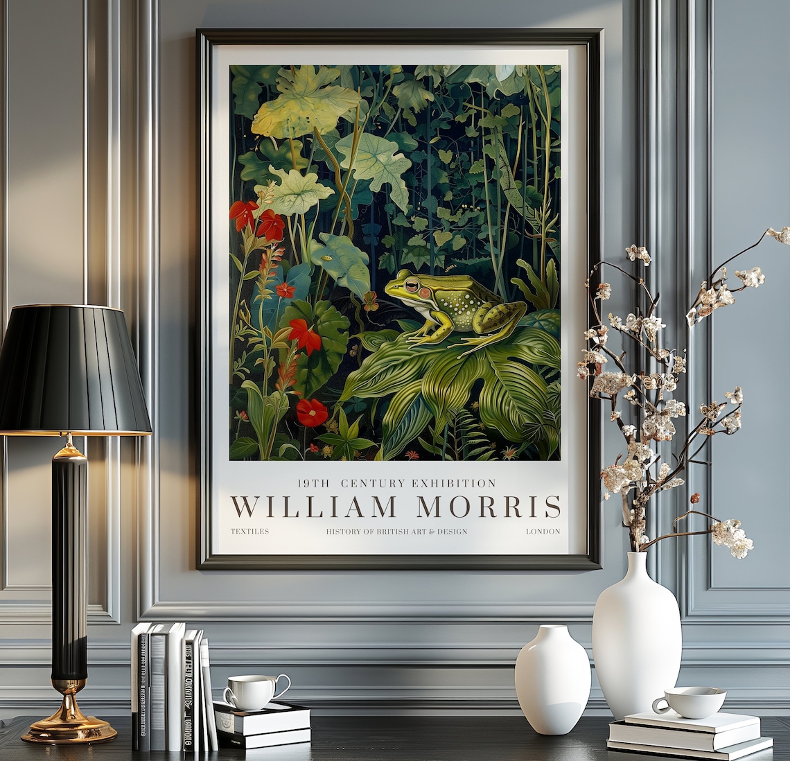 William Morris Exhibition Poster, Vintage Frog Art Print