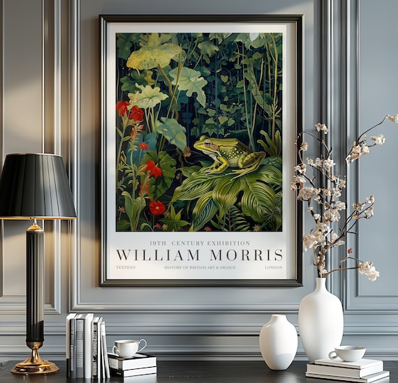William Morris Exhibition Poster, Vintage Frog Art Print