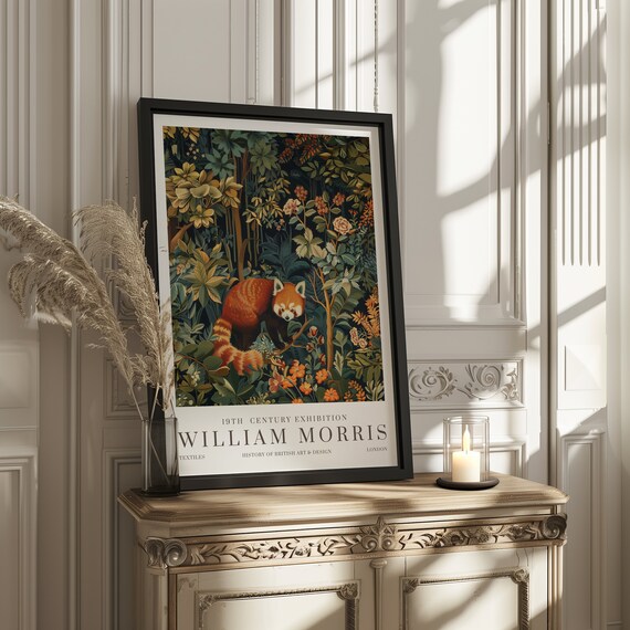 William Morris Red Panda Vintage Poster
