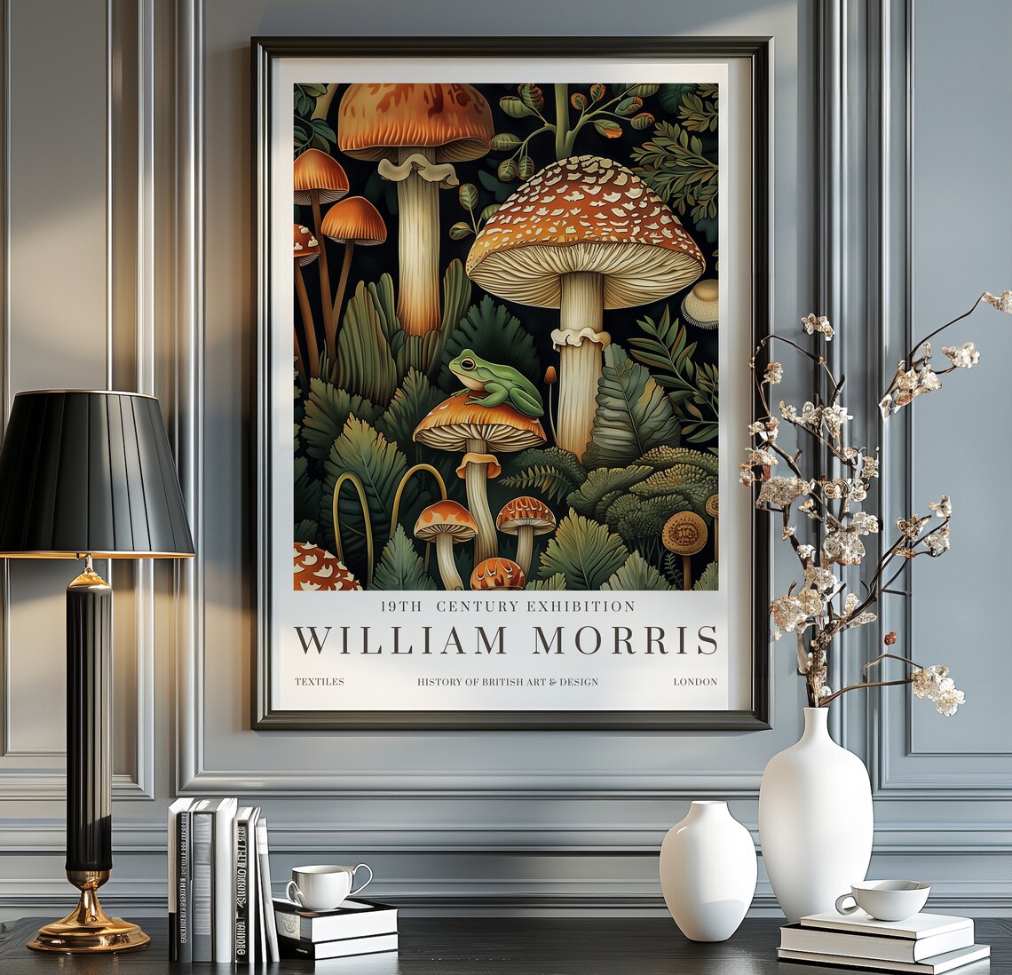 William Morris Mushroom And Frog Exhibition Poster