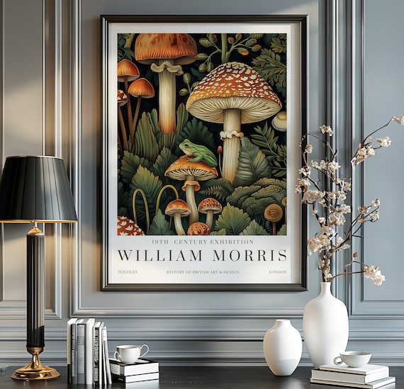William Morris Mushroom And Frog Exhibition Poster