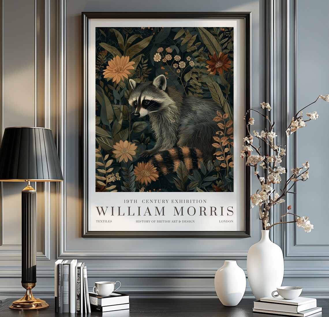 William Morris Raccoon Vintage Exhibition Poster