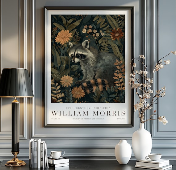 William Morris Raccoon Vintage Exhibition Poster
