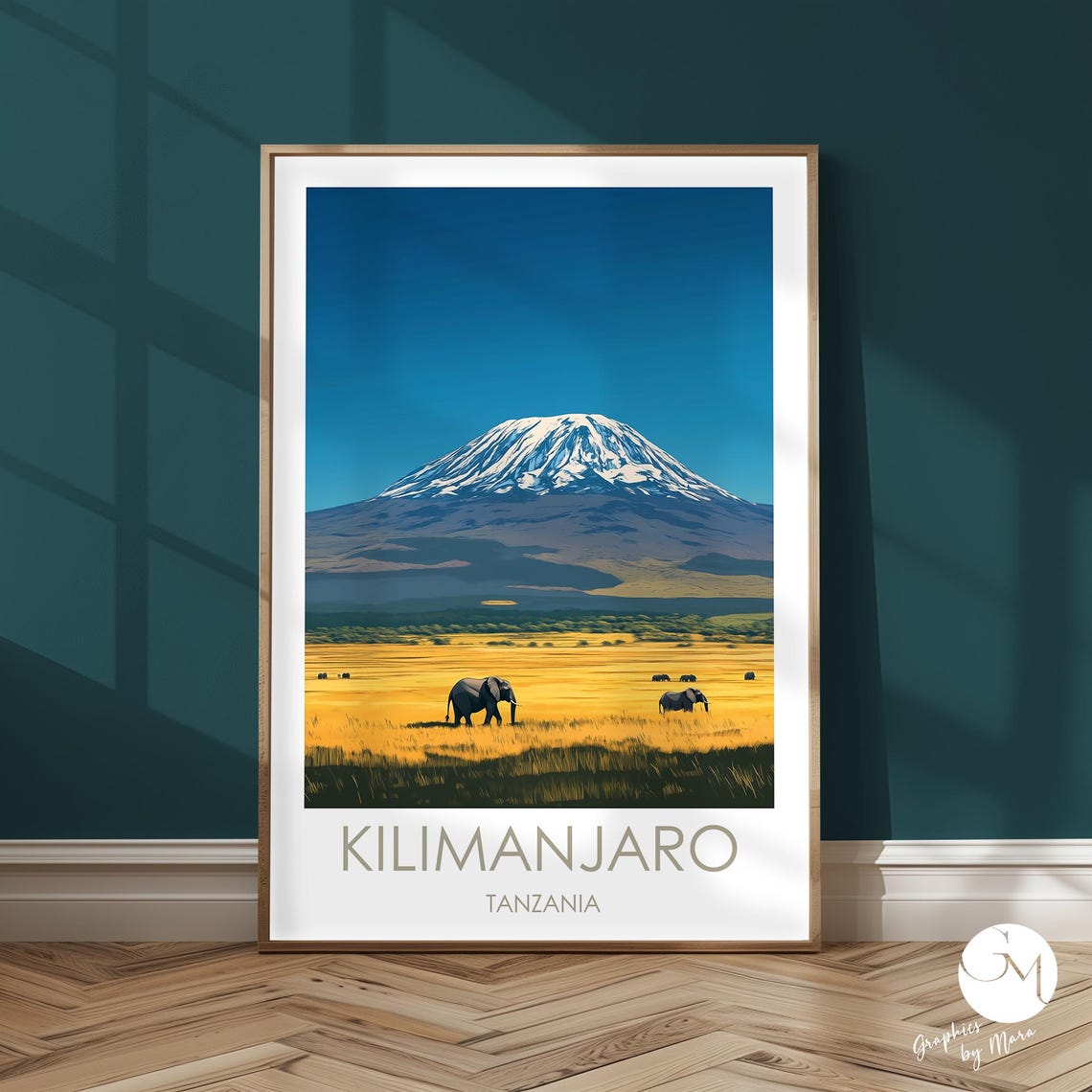 Kilimanjaro Tanzania Snow-Capped Peak Elephants Savanna Poster