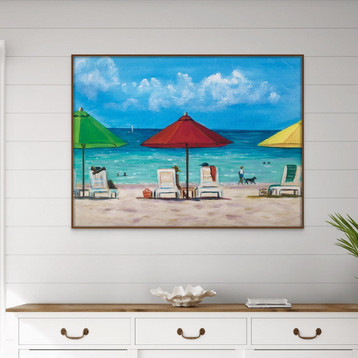 Tropical Beach Umbrellas Lounge Chairs Summer Seaside Day Poster - Image 5