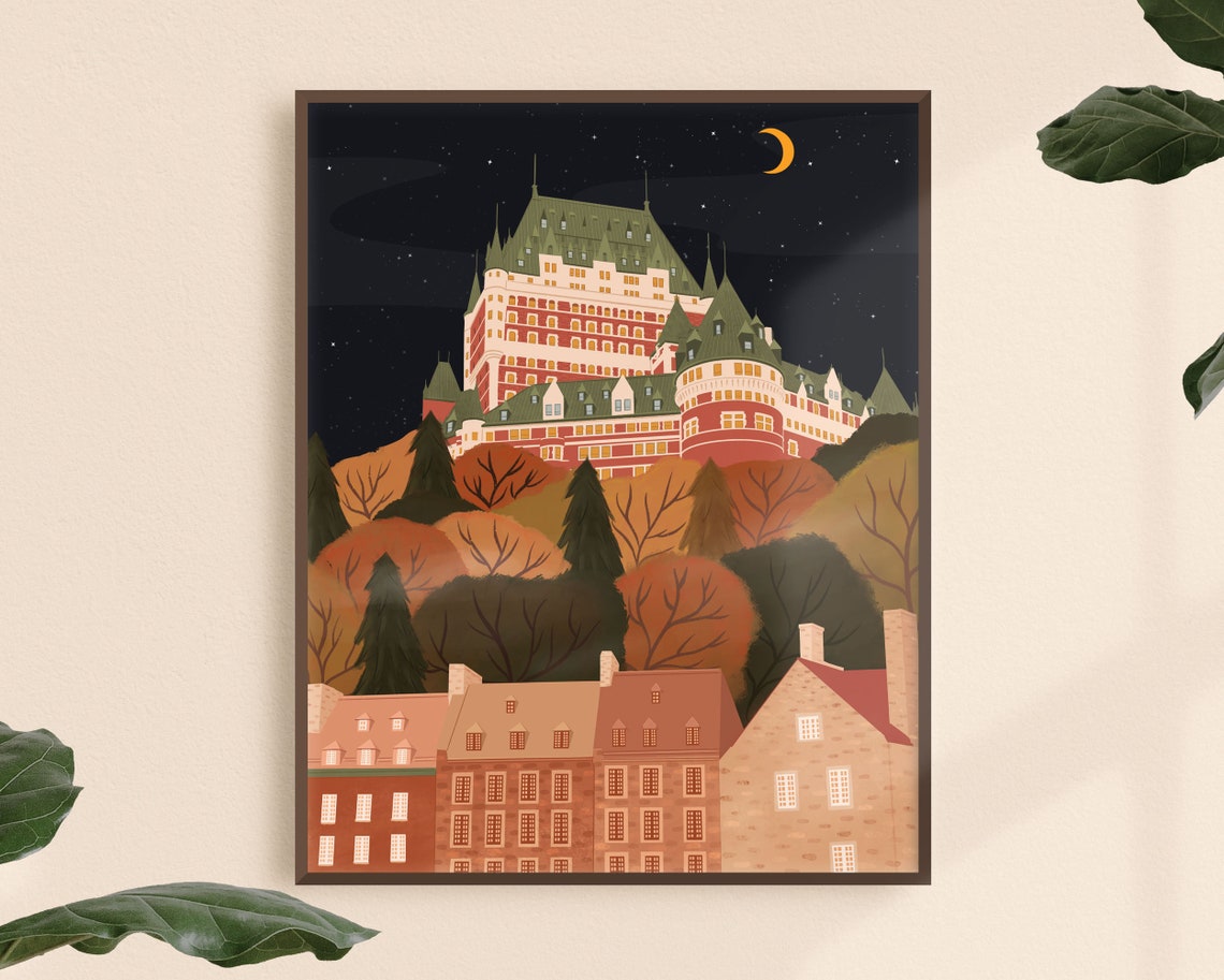 Chateau Frontenac Art Print, City Fall Illustration