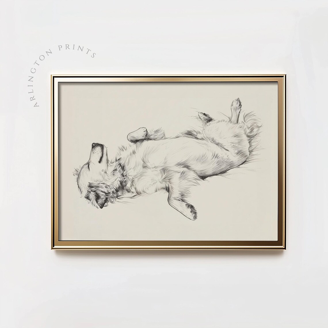Cute Golden Retriever Pet Portrait Sketch, Funny Dog Lover Gift