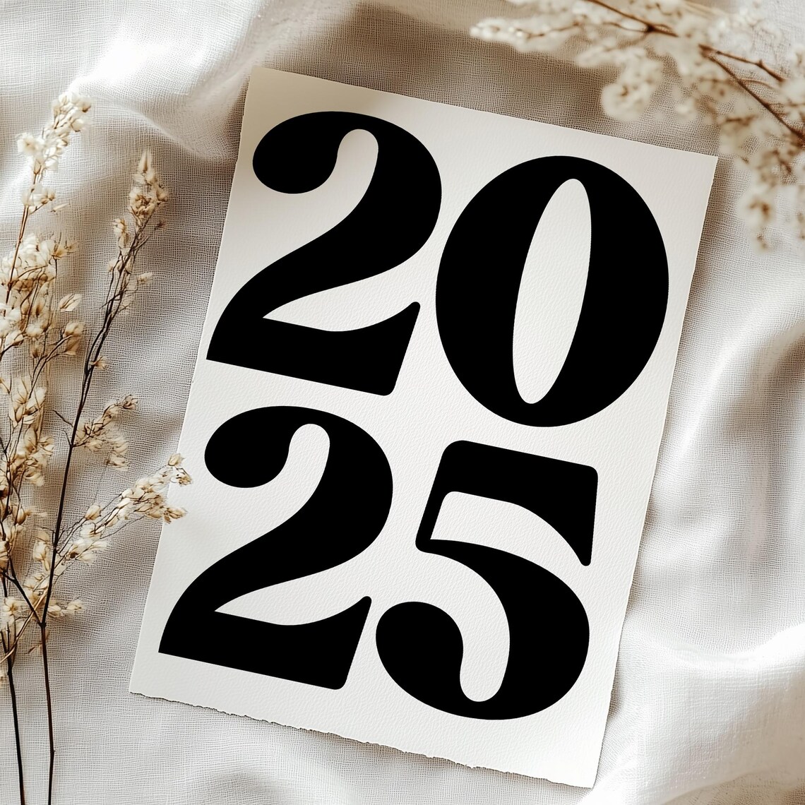 2025 Bold Black White Minimalist Number Typography New Year Poster - Image 4