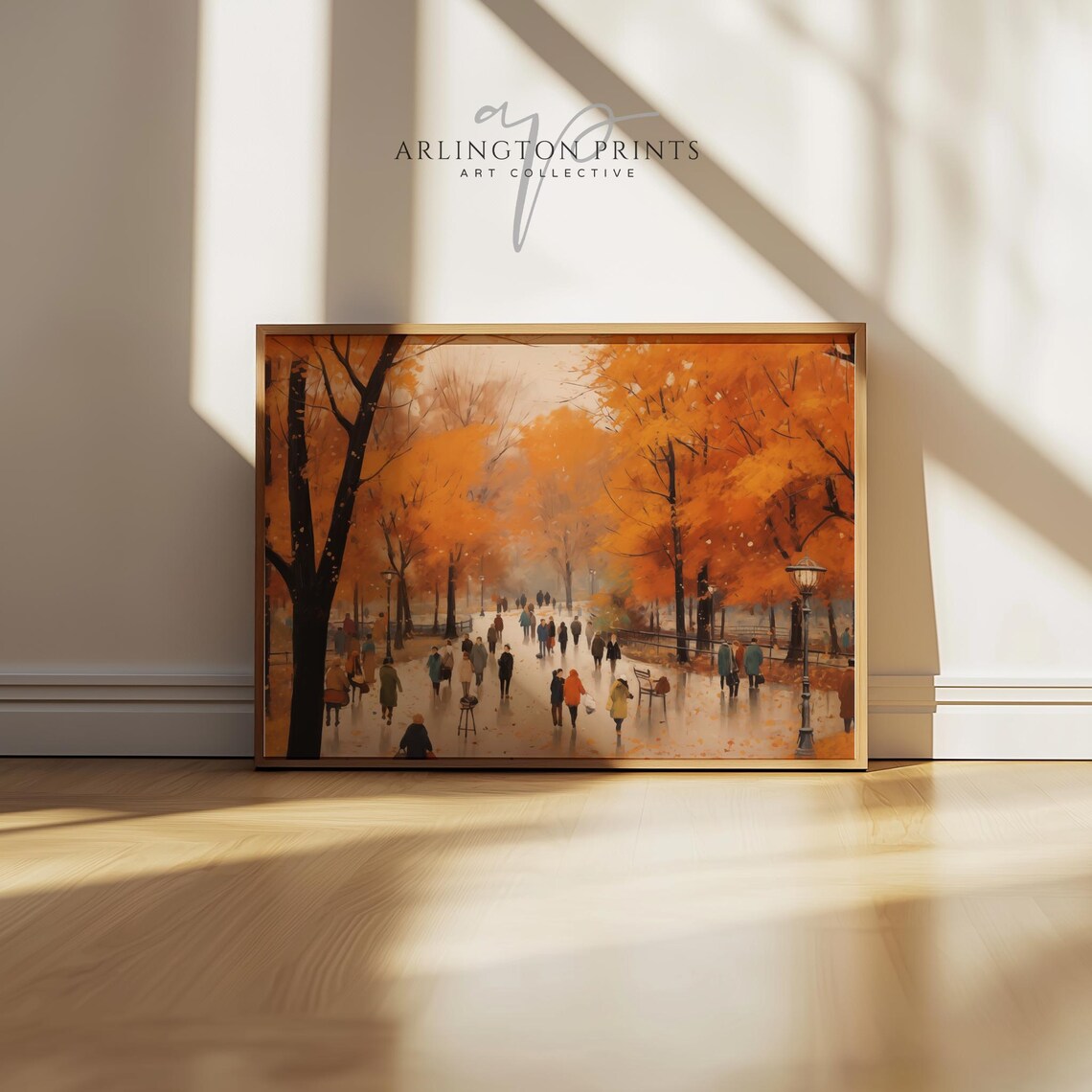 Rustic Autumn Park Art Print, Vintage Fall Landscape