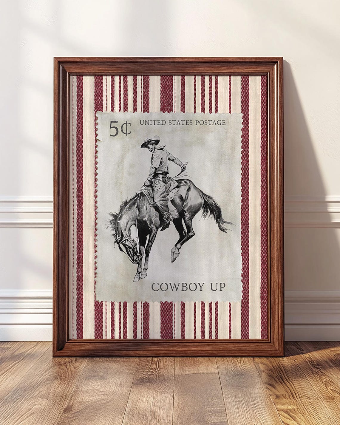 Cowboy Up Stamp, Retro Western Decor