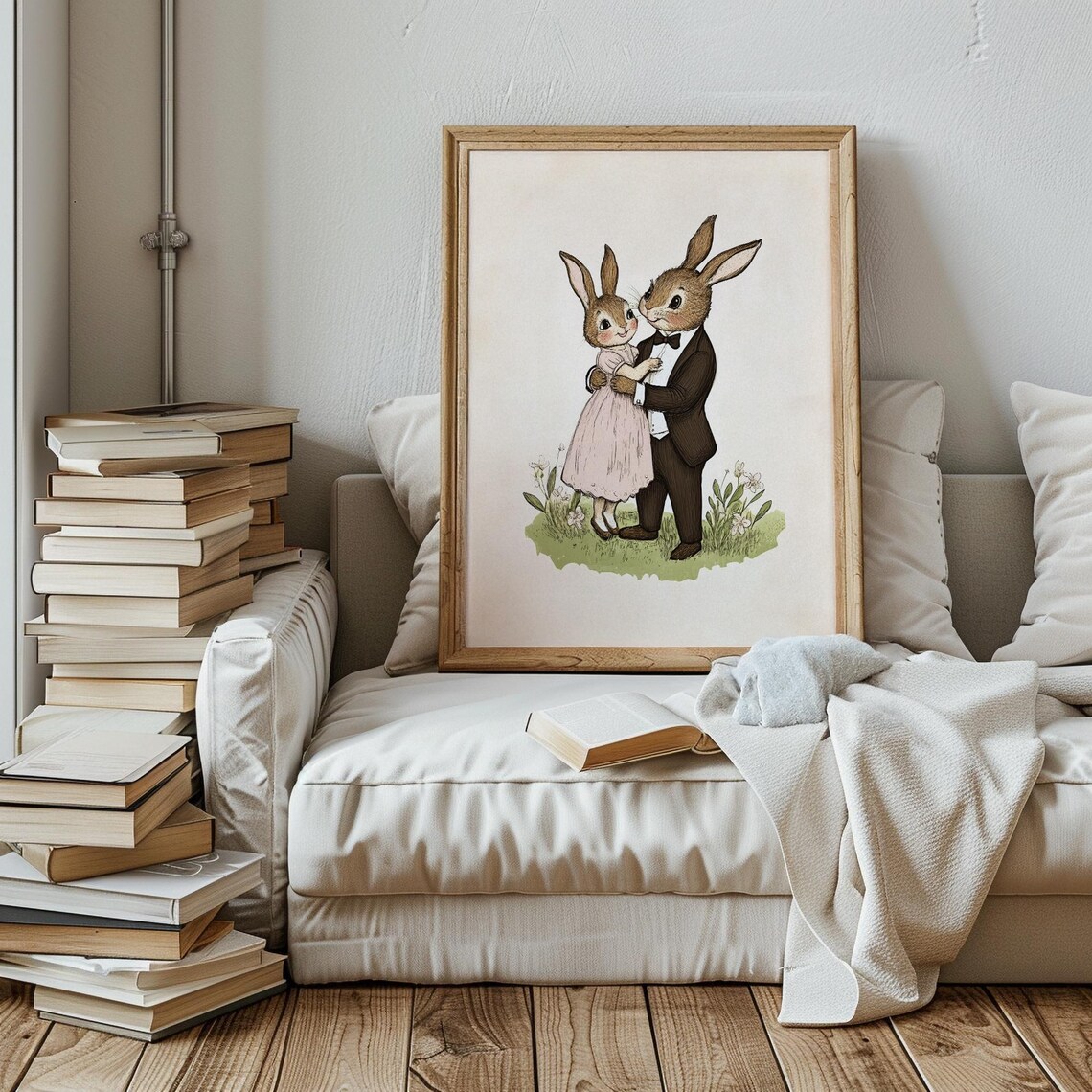 Rabbit Couple In Wedding Attire Vintage Storybook Nursery Poster - Image 2