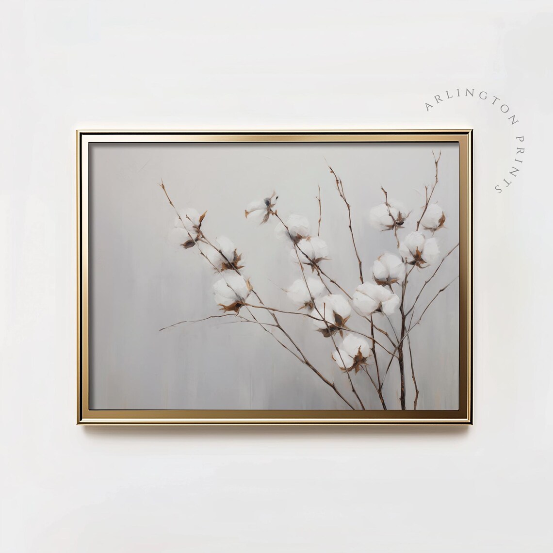 Minimalist Cotton Botanical Illustration, Modern Farmhouse